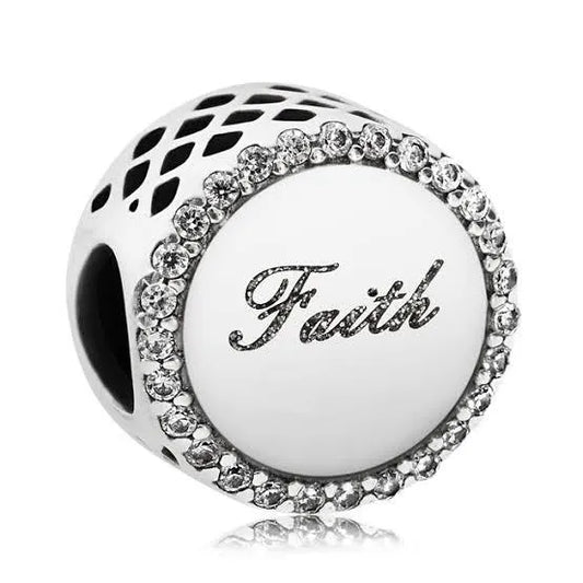  Sterling Silver Faith Bead Charm