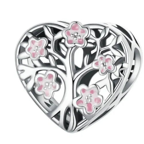 Sterling Silver Family Pink Tree Charm