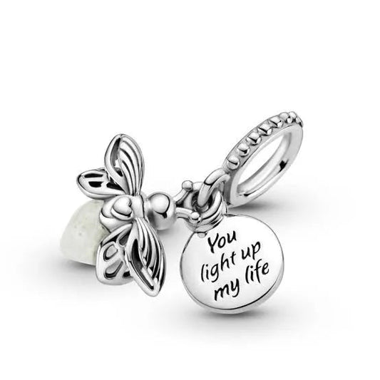 Sterling Silver Glo-in-the-Dark Firefly Dangle Charm