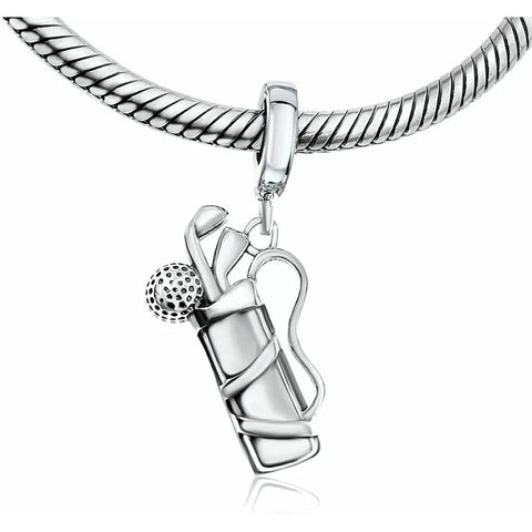 Sterling Silver Golf Bag Dangle Charm - Sterling Silver Golf Bag Dangle Charm