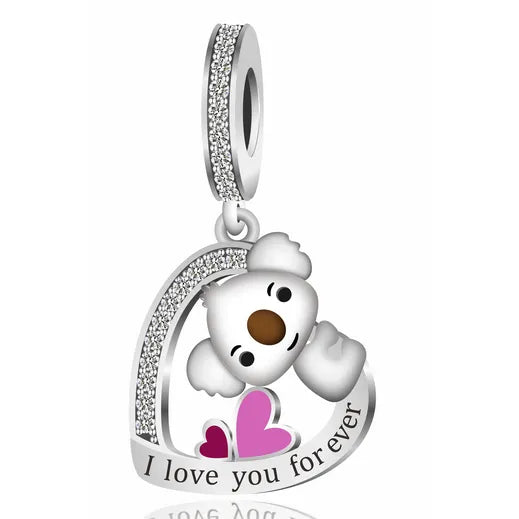 I Love You Forever Heart Koala Dangle Charm