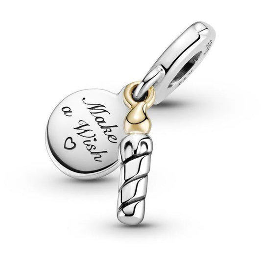 Sterling Silver Make a Wish Birthday Candle Dangle Charm