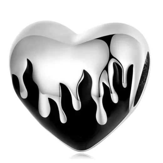 Sterling Silver Melt Black Heart Charm