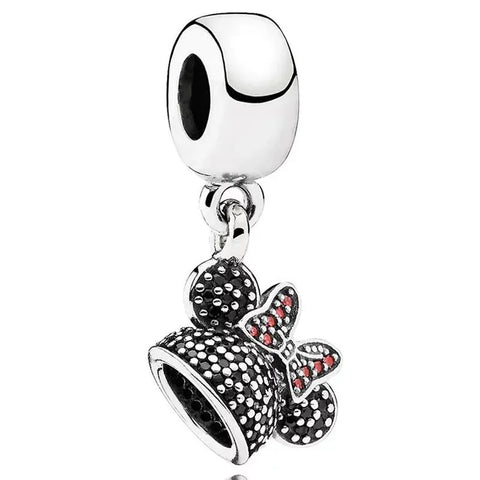 Sterling Silver Minnie MOUSE EarS Black CZ Charm - Sterling Silver Minnie MOUSE EarS Black CZ Charm