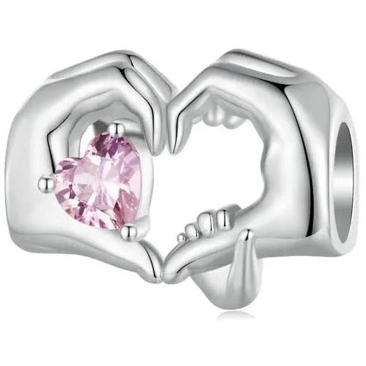 Sterling Silver Mom & Baby Hands Charm