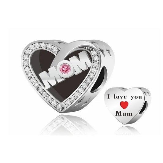 Silver I love you MUM Heart Charm