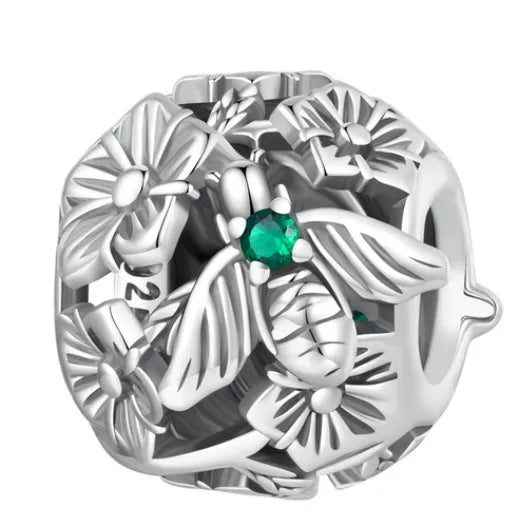 Sterling Silver Moth Round Charm