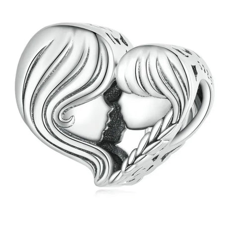 Sterling Silver Mother & Daughter Bead Charm - Sterling Silver Mother & Daughter Bead Charm