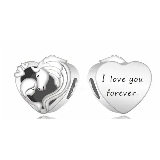 I love you forever Heart Horse Charm