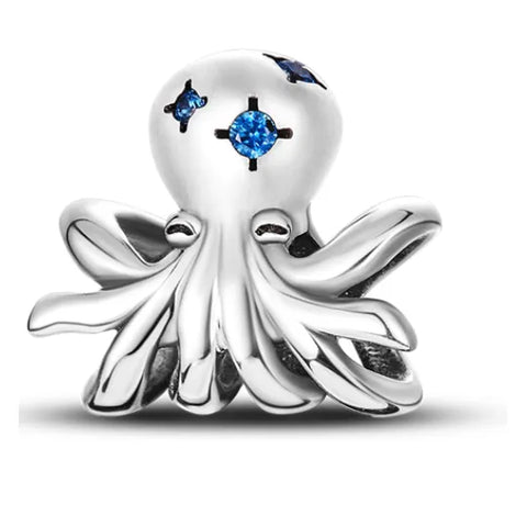 Sterling Silver Octopus Bead Charm