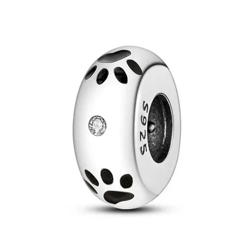 Sterling Silver Paw Print Stopper - Sterling Silver Paw Print Stopper