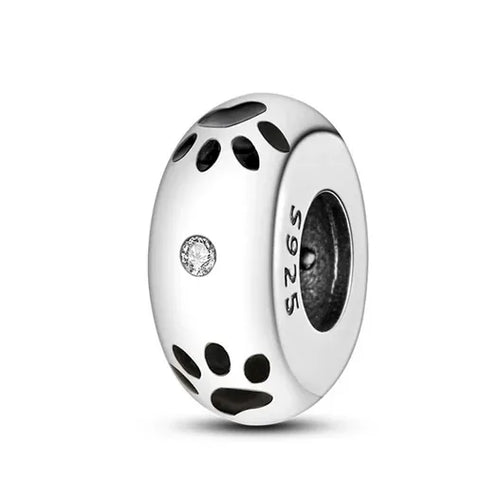  Sterling Silver Paw Print Stopper