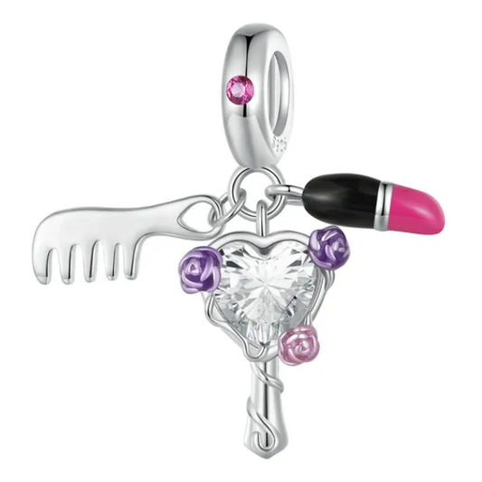  Sterling Silver Pink Lady Series Charm