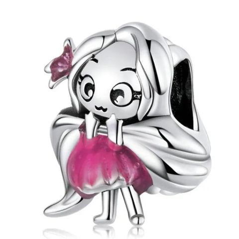 Sterling Silver Princess Rapunzel Charm - Sterling Silver Princess Rapunzel Charm