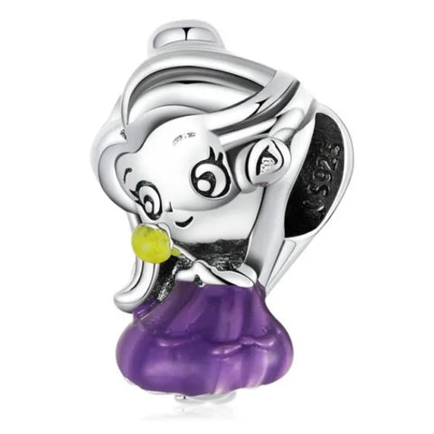 Sterling Silver Purple Princess Charm - Sterling Silver Purple Princess Charm