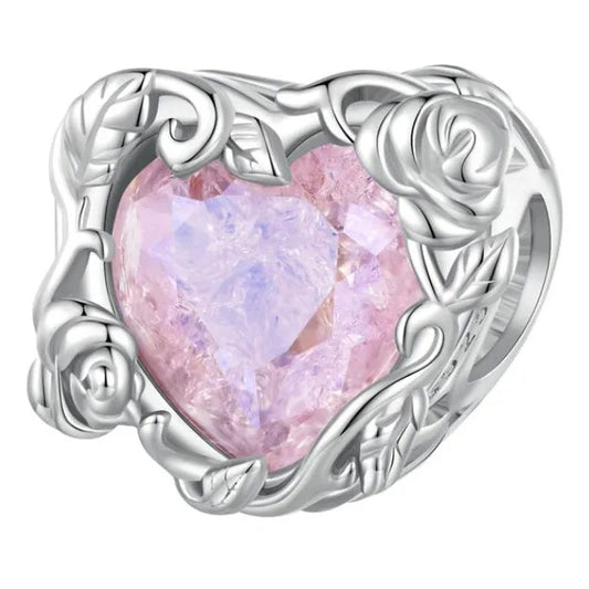 Sterling Silver Rose Heart Flower Charm