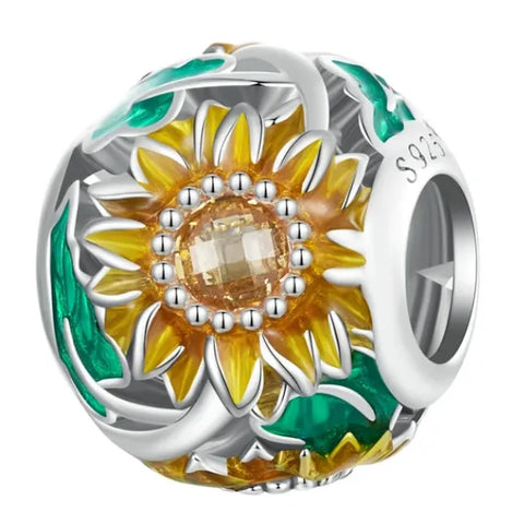 Sterling Silver Sun Flower Charm - Sterling Silver Sun Flower Charm