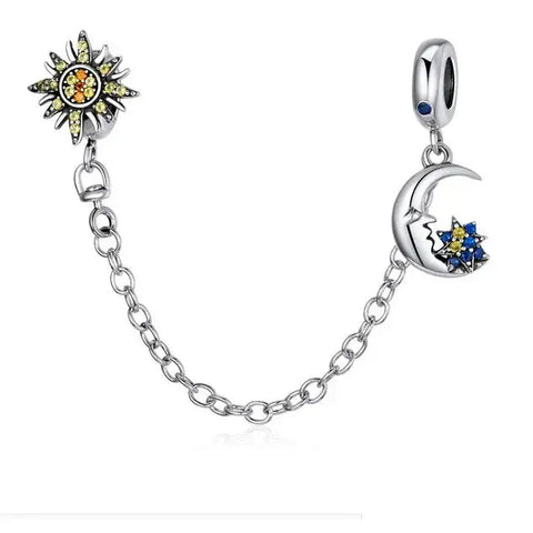 Sterling Silver Sun & Moon Safety Chain