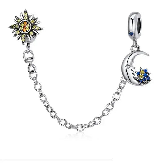 Sterling Silver Sun & Moon Safety Chain