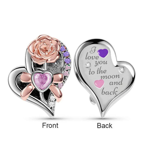 Two Tone Rose Love you to the moon and back Charm - Two Tone Rose Love you to the moon and back Charm