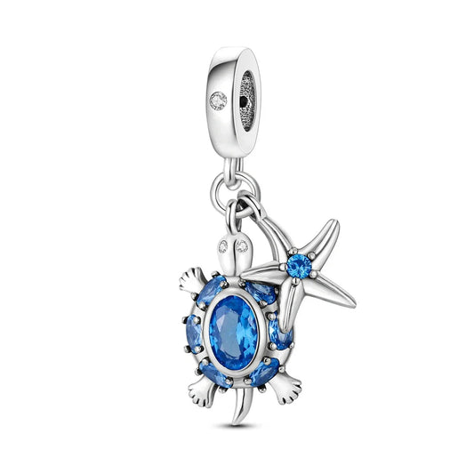 Blue Turtle With Starfish Charm