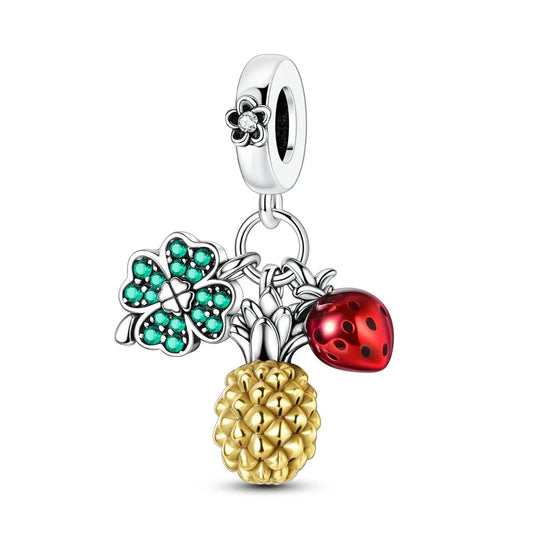 Strawberry Pineapple And Clover Charm