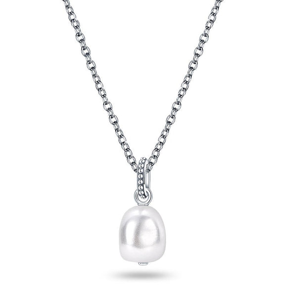 Minimalist Silver Pearl Pendant Necklace for Women - Silver pearl pendant necklace on a delicate chain, perfect for minimalist.