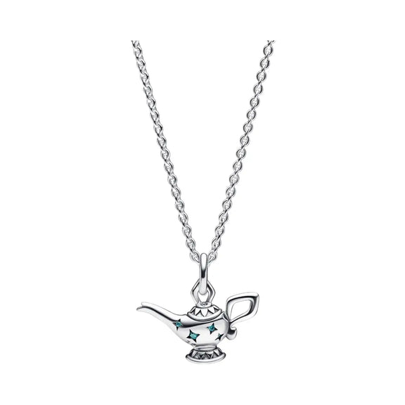 Disney Genie Lamp Pendant Charm in Silver - Pandora Genie Lamp charm with teal accents in sterling silver.