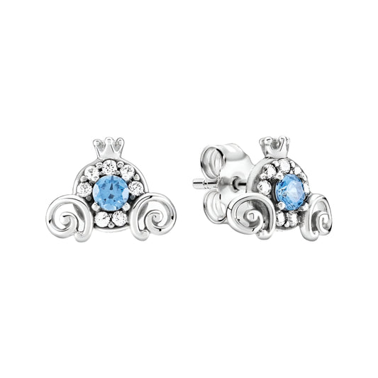 Sterling silver blue crystal stud earbands with swirl design, featuband a whimsical.
