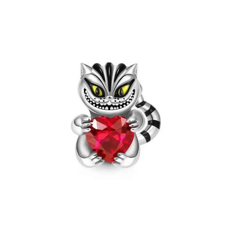 Alice In Wonderland- Cheshire Cat and Heart Pendant - Alice In Wonderland- Cheshire Cat and Heart Pendant