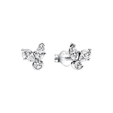 Sterling Silver Butterfly Stud Earrings Crystal Accents - Sterling silver butterfly stud earbands with crystal accents, featuband a delicate.