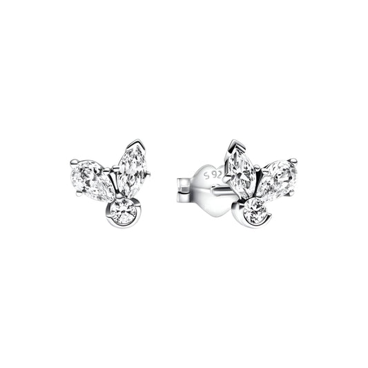 Sterling silver butterfly stud earbands with crystal accents, featuband a delicate.