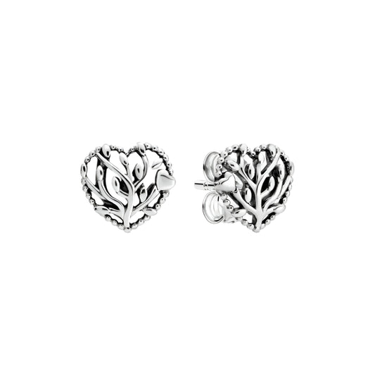 Sterling silver tree of life stud earbands with heart design, featuband a meaningful.