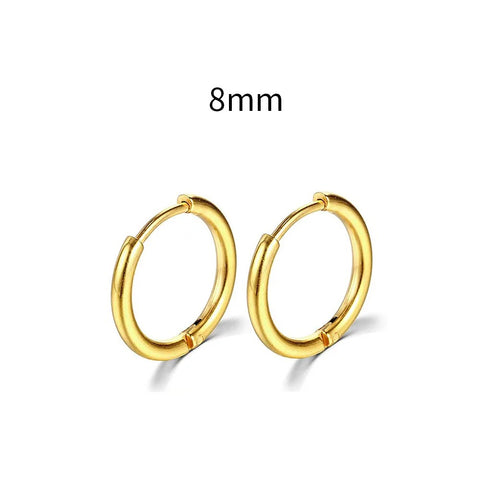 Timeless Gold Plated Sterling Silver Hoop Earrings - mm gold-plated hoop earrings displayed against a white background.