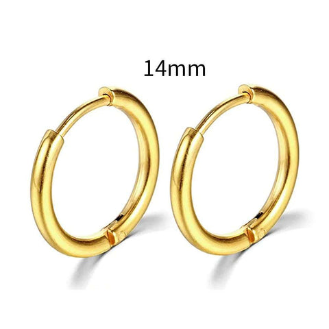 mm gold-plated hoop earrings displayed against a white background.