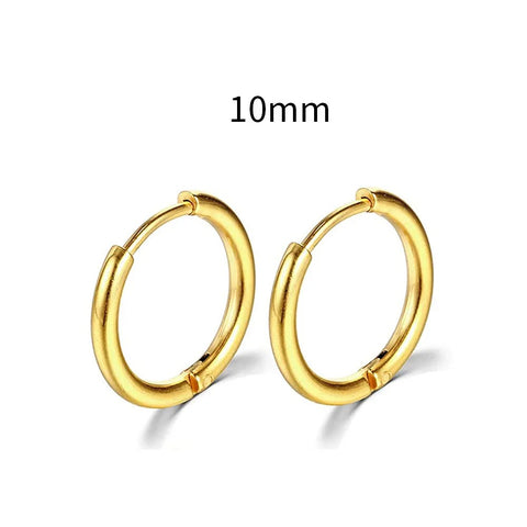 mm gold-plated hoop earrings displayed against a white background.