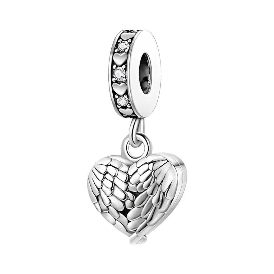 Angel Wing Heart Locket Dangle Charm