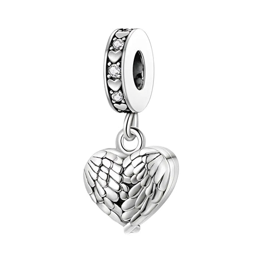 Angel Wing Heart Locket Dangle Charm