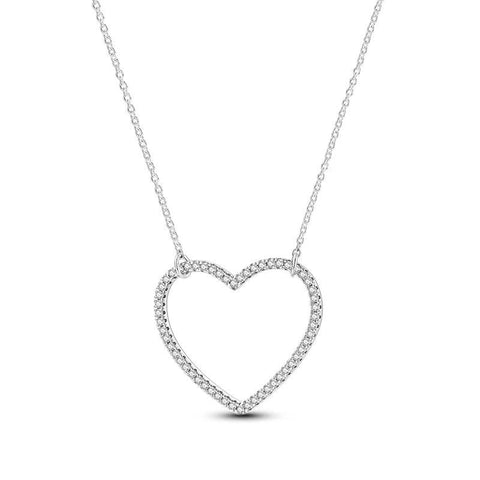 Elegant Heart Outline Pendant Necklace in Sterling Silver - Heart outline pendant necklace in sterling silver.
