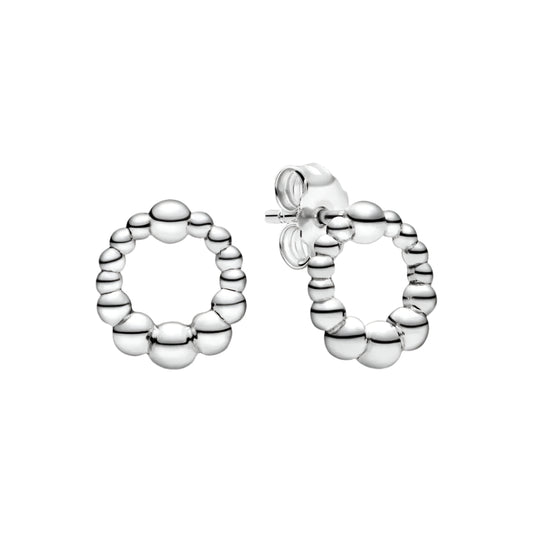 Sterling silver bubble circle stud earrings, featuring a unique and playful design.