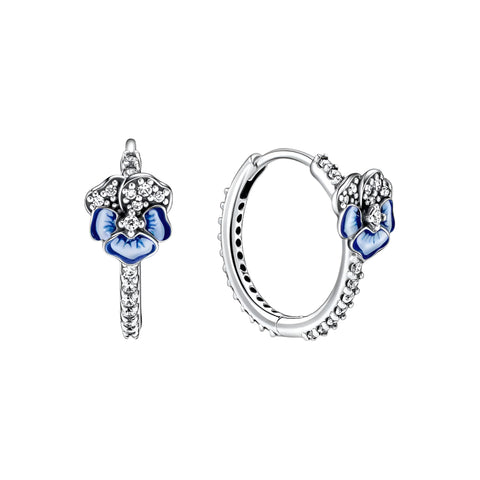 Sapphire flower hoop earbands with a sterling silver setting, featuband an intricate.