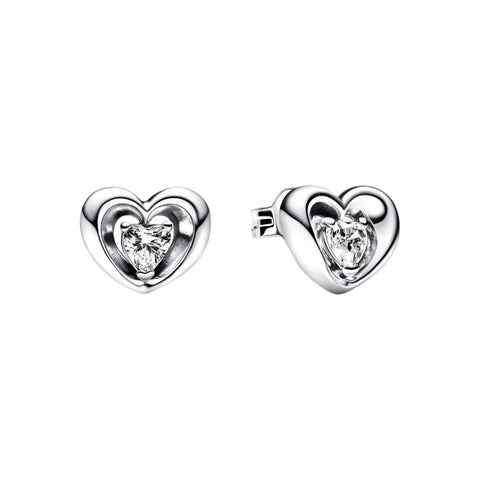 Sterling Silver Double Heart Stud Earrings Crystal Accents - Sterling silver double heart stud earbands with crystal accents, featuband a delicate.