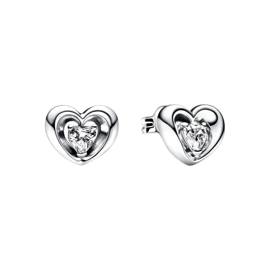 Sterling silver double heart stud earbands with crystal accents, featuband a delicate.