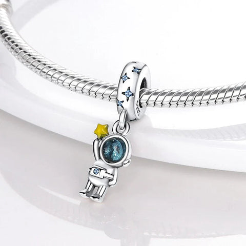 Astronaut In The Galaxy Dangle Charm with yellow star