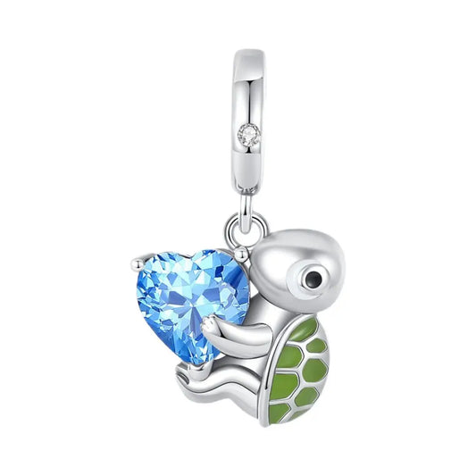 Baby Turtle & Heart Dangle Charm