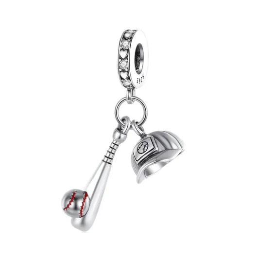 Baseball Bat and Hat Dangle Charm