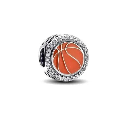 Basketball Charm Red Accent Charm - Basketball Charm Red Accent Charm - Compatible with Pandora Bracelets