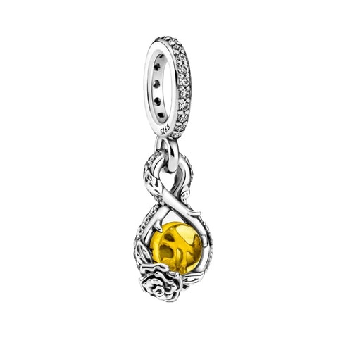 Beauty & The Beast- Belle Infinity & Rose Flower Dangle Charm - Beauty & The Beast- Belle Infinity & Rose Flower Dangle Charm