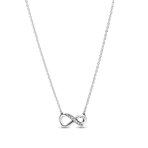 Infinity Heart Pendant Necklace with Sparkling Crystals - Infinity heart pendant necklace with sparkling crystals.