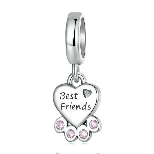 Best Friends Paw Heart Charm